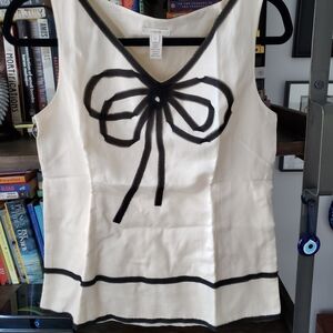 J. Crew Cream Blouse with Black Bow Detail